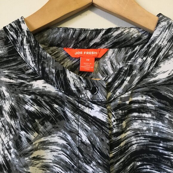 Trippy Furry Swirl Banded Collar Cap Sleeve Shirt - Picture 5 of 16